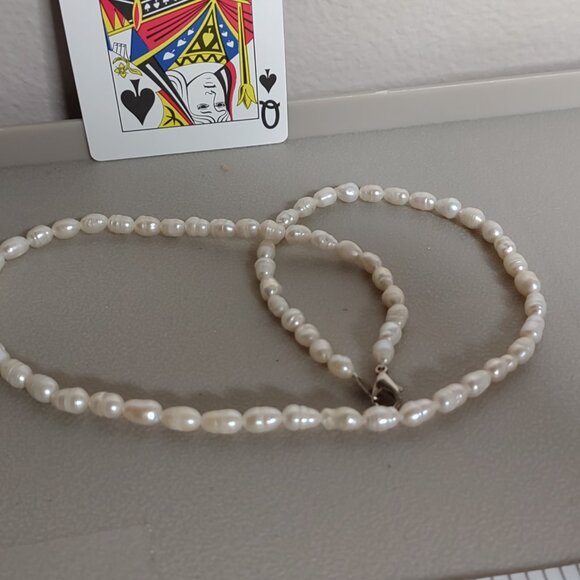 5 Pc Faux Pearl / Pearl Necklace And Bracelet Lot - Picture 5 of 12